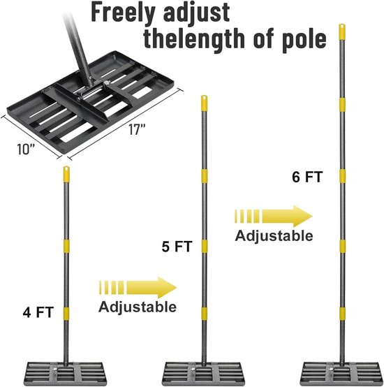 43 x 25 cm Gazonnivellering Hark met Verstelbare Handgreep — afbeelding 4