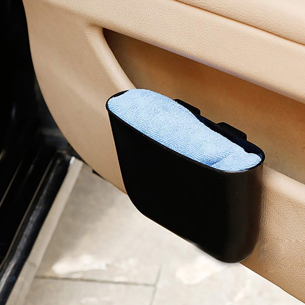 SnelShoppen - Kleine Auto Vuilnisbak, Opbergdoos, Zwart, Dual Use, Gemakkelijk Te Reinigen Kunststof, Draagbare Afvalbak, Hangende Opbergbox, Ideaal V