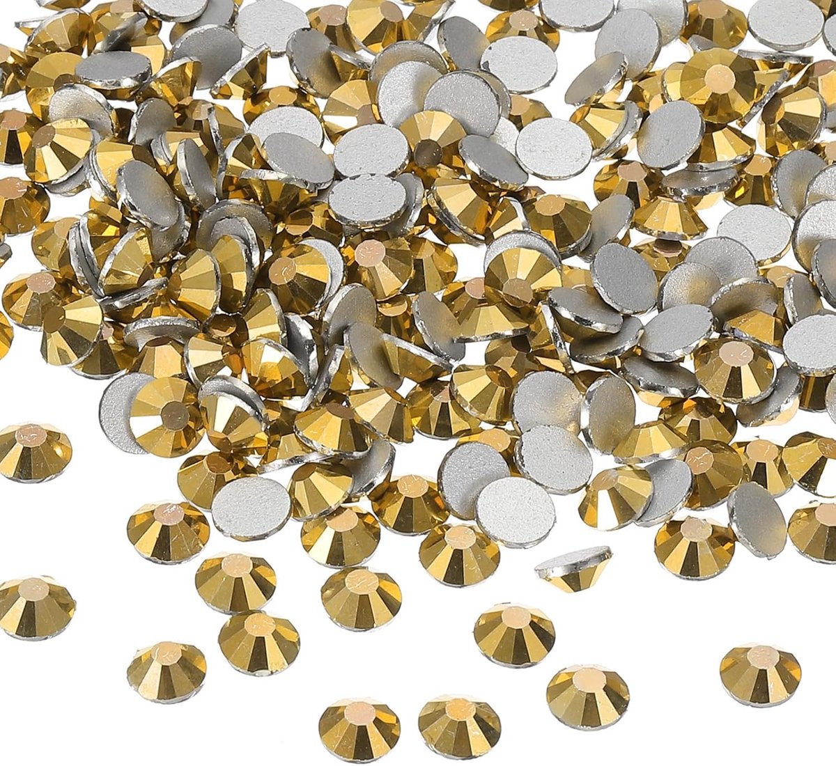 1600 stuks SS20 ronde platte achterkant kristal 4,6-4,8 mm glazen strass steentjes edelstenen diamanten voor doe-het-zelf ambachten kleding schoenen nail art decoratie, goud
