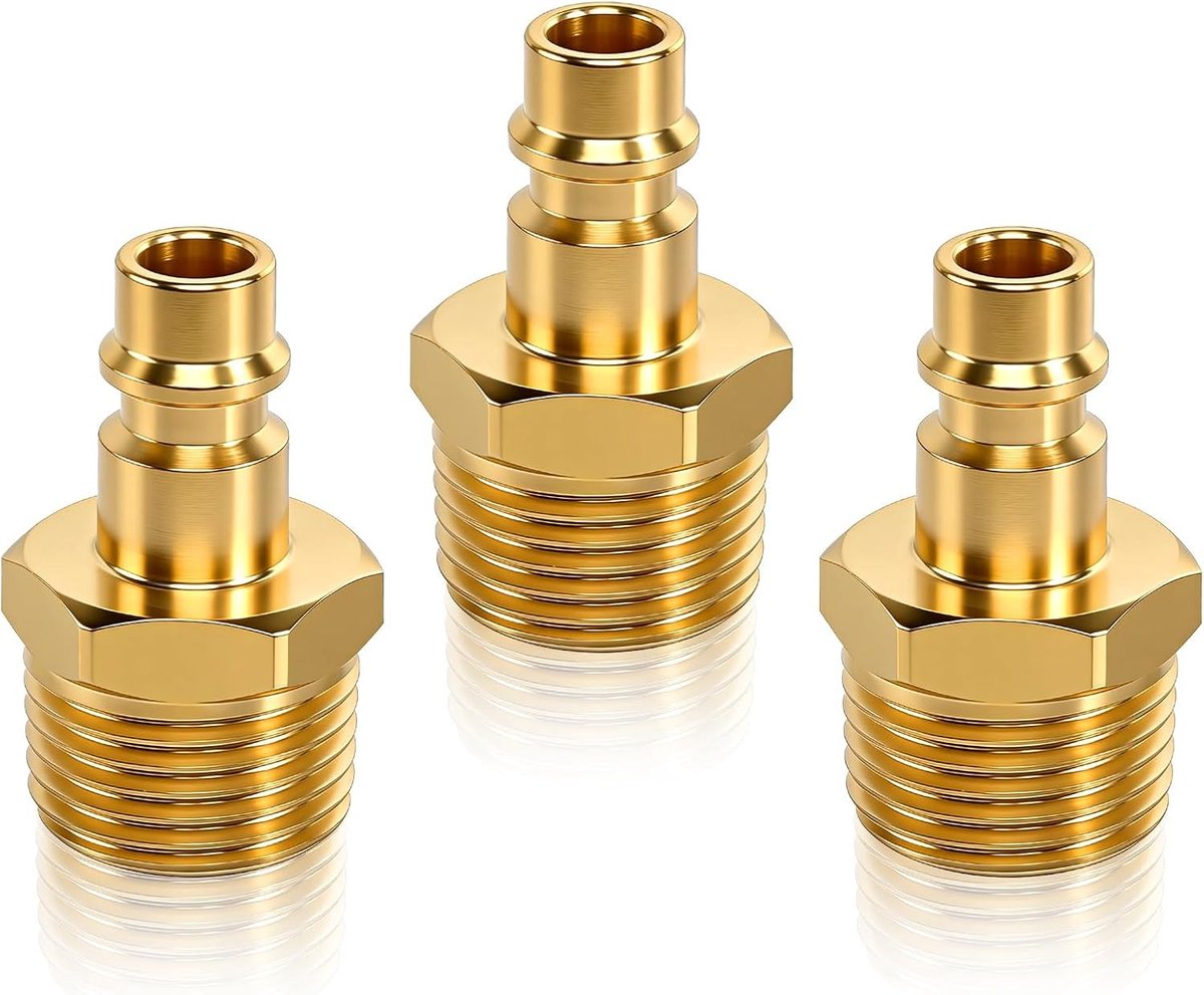 Compressed air koppeling 1/2 inch - messing - 3 stuks - uitstekende drukbestendigheid - ShopVlot