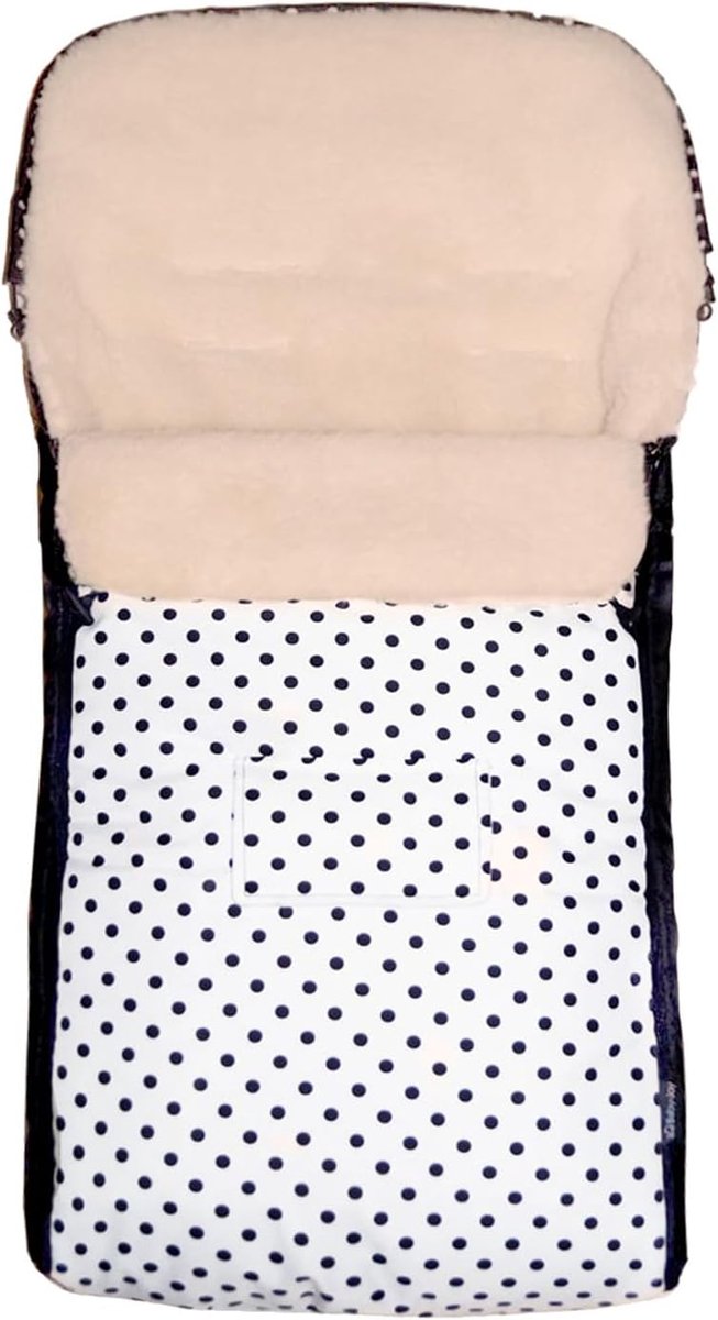 SnelShoppen - Baby-Joy KAI Voetenzak XL 105 cm Filzvl Polyester Thermische Voetenzak Buggy Kinderwagen Sleigh Wasbaar en Warm 54 Wit Zwarte Dots