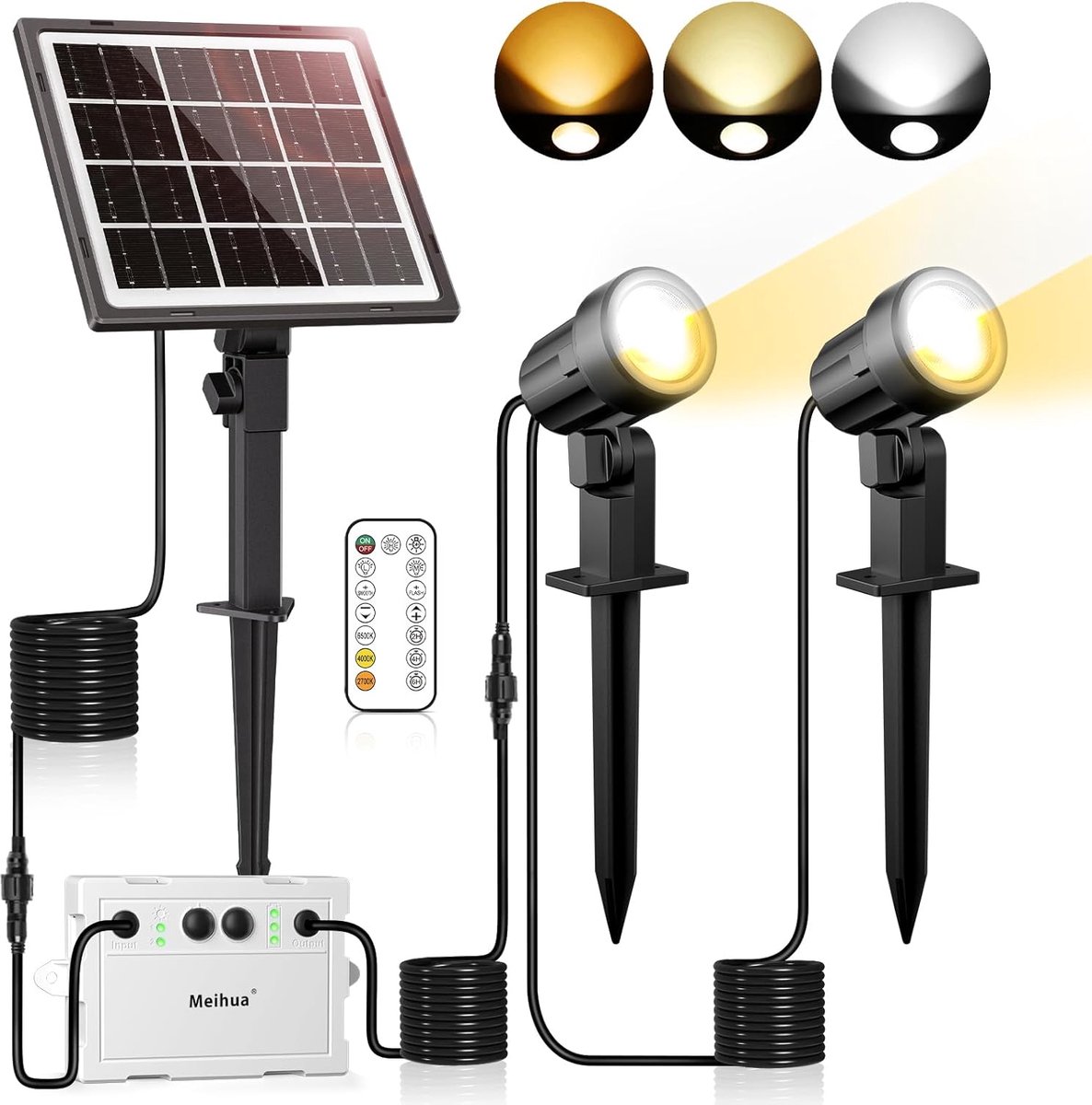 Zonne Spotlight 2700 K-6000 K - Met Afstandsbediening - 3 Instelbare Lichtstanden - Ideaal voor Tuinverlichting - ShopVlot