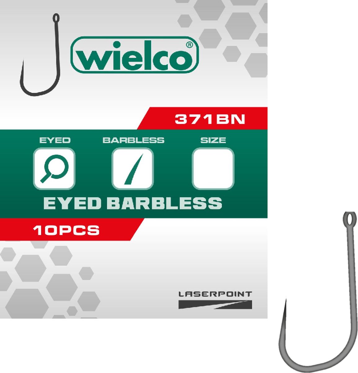 Wielco Laser Point 371BN Eyed Barbless Hooks 10stuks maat 16