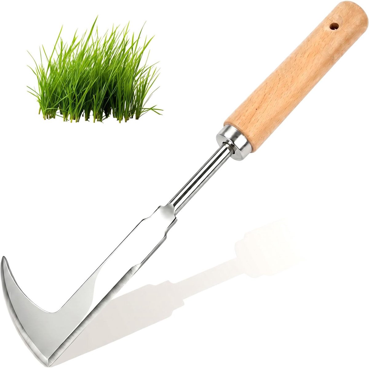 Onkruidmes 31,5 cm - Houten handvat - Gekarteld roestvrij staal - Efficiënt verwijderen van onkruid - ShopVlot