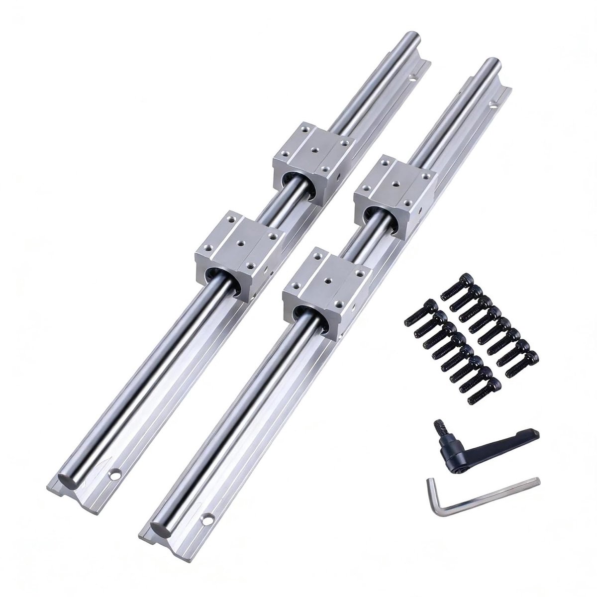 geleiding SBR16 1200 mm 2 x lineaire rails en 4 x lagerblokken, lineaire rails met lengte van 1200 mm, voor machines en geautomatiseerde apparaten (SBR16-1200)