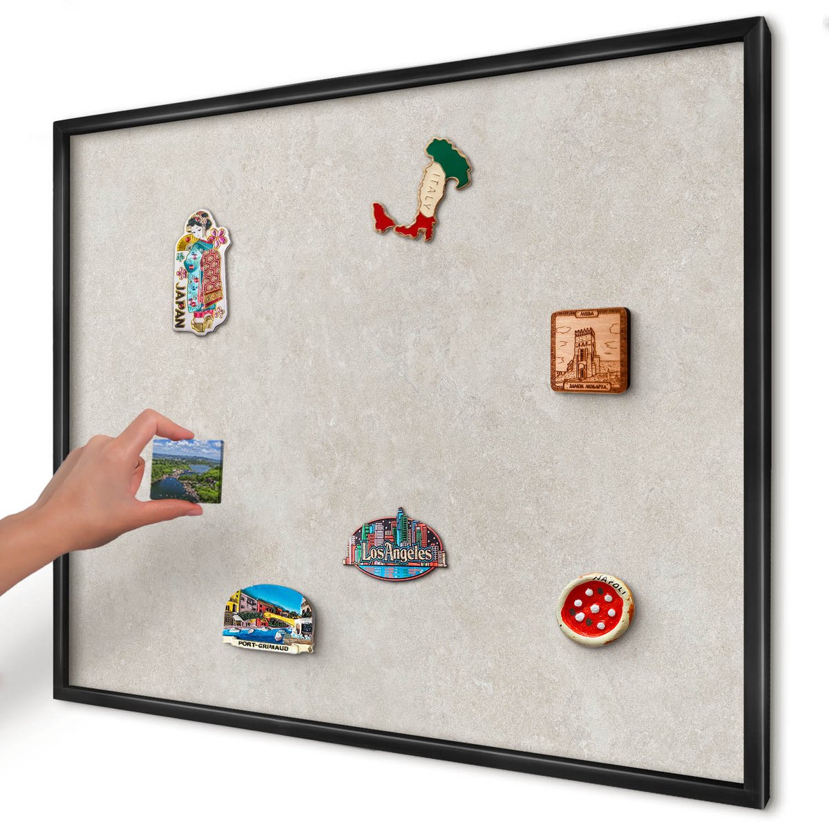 Artprintcave Beige Magneetbord mit Zwart Frame - 80x60 cm - Natuurlijke Elegantie Magnetisch Bord - Modern Magnetisch Bord Voor Magneten - Texturen