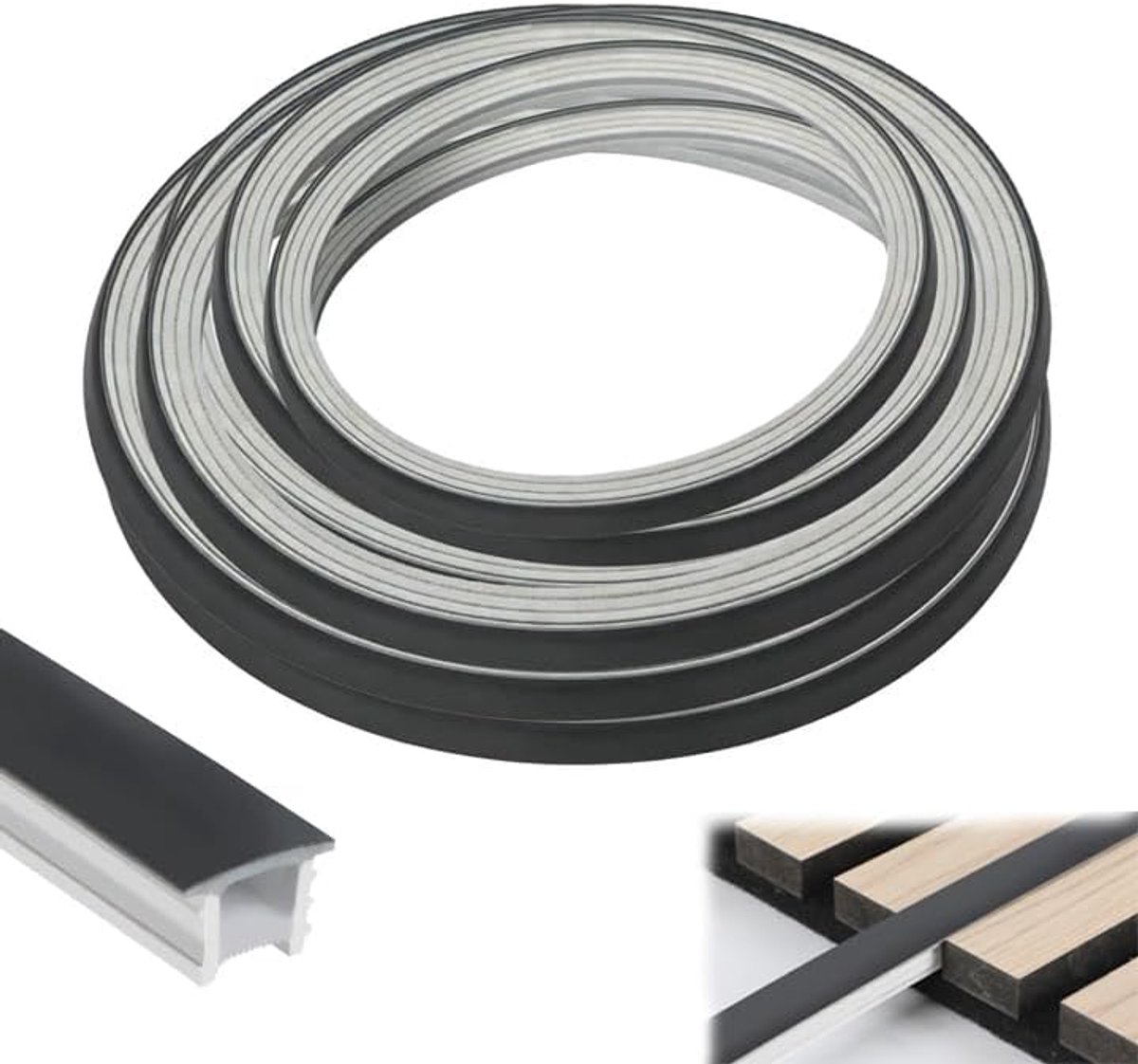 siliconen profiel, zwart, 12 x 12 mm, flexibele ledstrip, diffuserkanaal voor akoestische panelen, waterdichte ledstrip afdekking voor homogene lichtverdeling (neoneffect (zonder ledstrip) (zwart