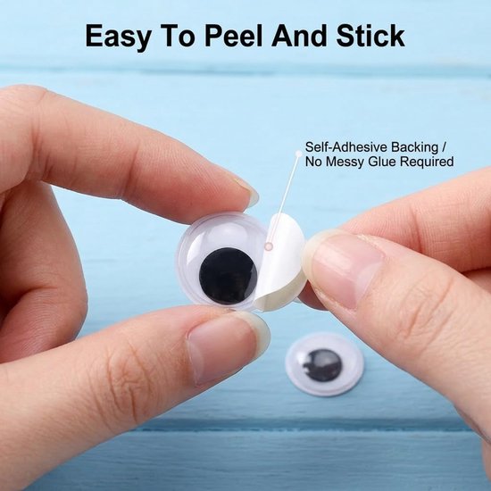 Ogen, zelfklevend, 15 maten, kunststof ogen om te knutselen, Googly Eyes voor doe-het-zelf, scrapbooking, handwerk, knutselogen, accessoires, zwart en wit — afbeelding 3