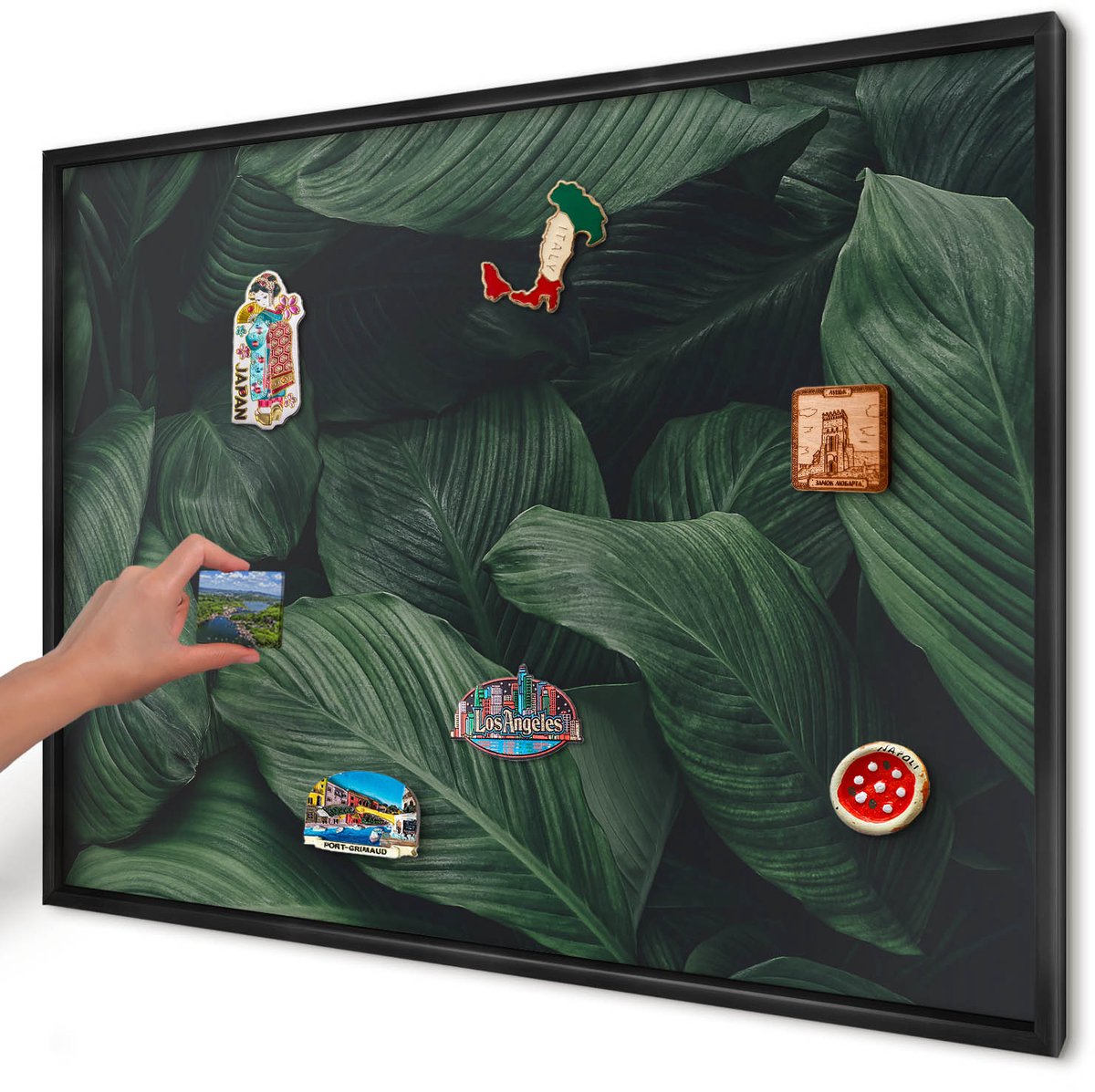 Artprintcave Groente Magneetbord mit Zwart Frame - 100x70 cm - Het Groen Van De Natuur Wandbord Magnetisch - Fotografisch Magnetisch Bord Voor Magneten - Bloemen En Planten