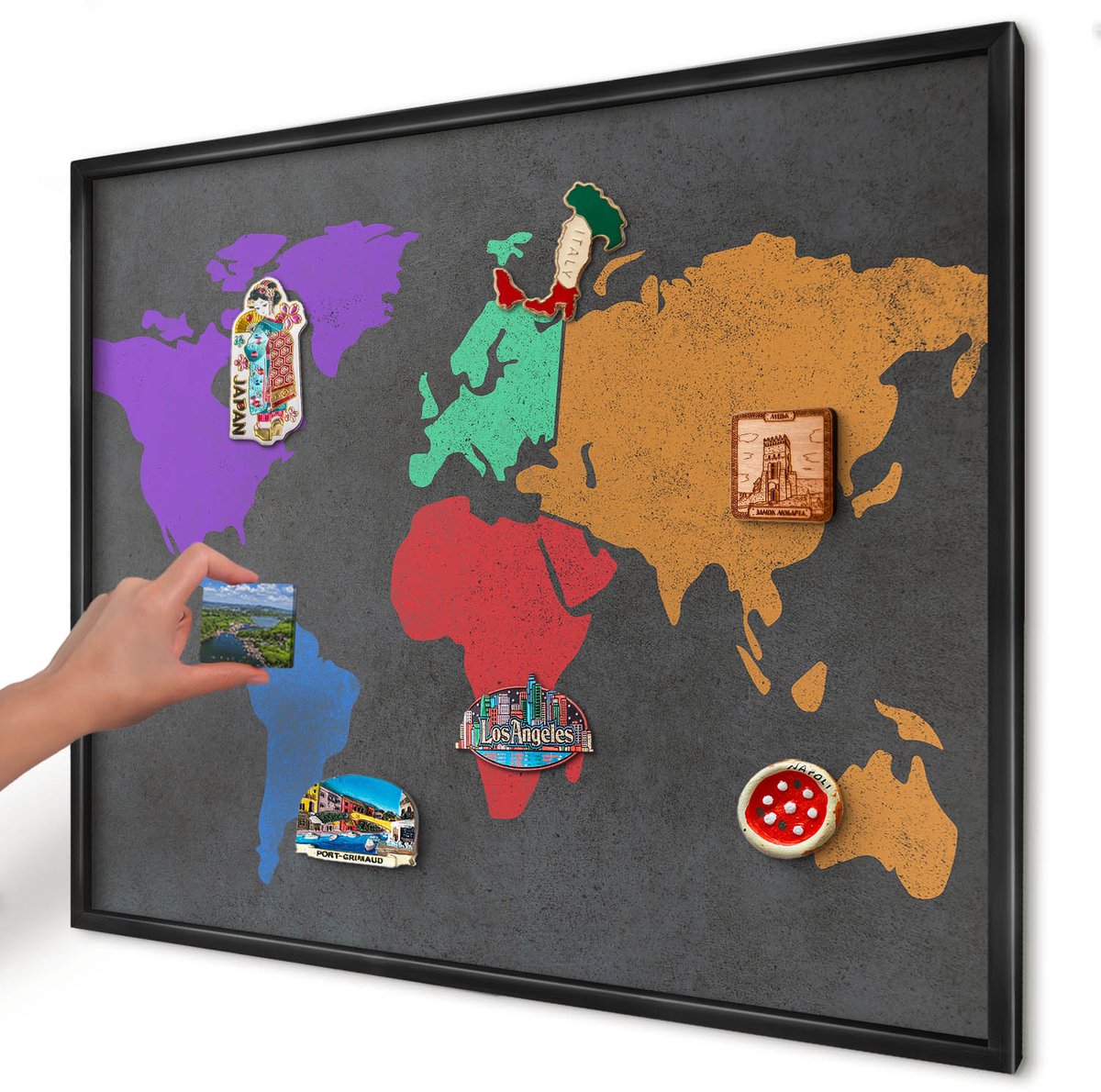 Artprintcave Zwart Magneetbord mit Zwart Frame - 80x60 cm - Kleurenkaart Bord Voor Magneten - Modern Magnetisch Bord Voor Magneten - Kaarten