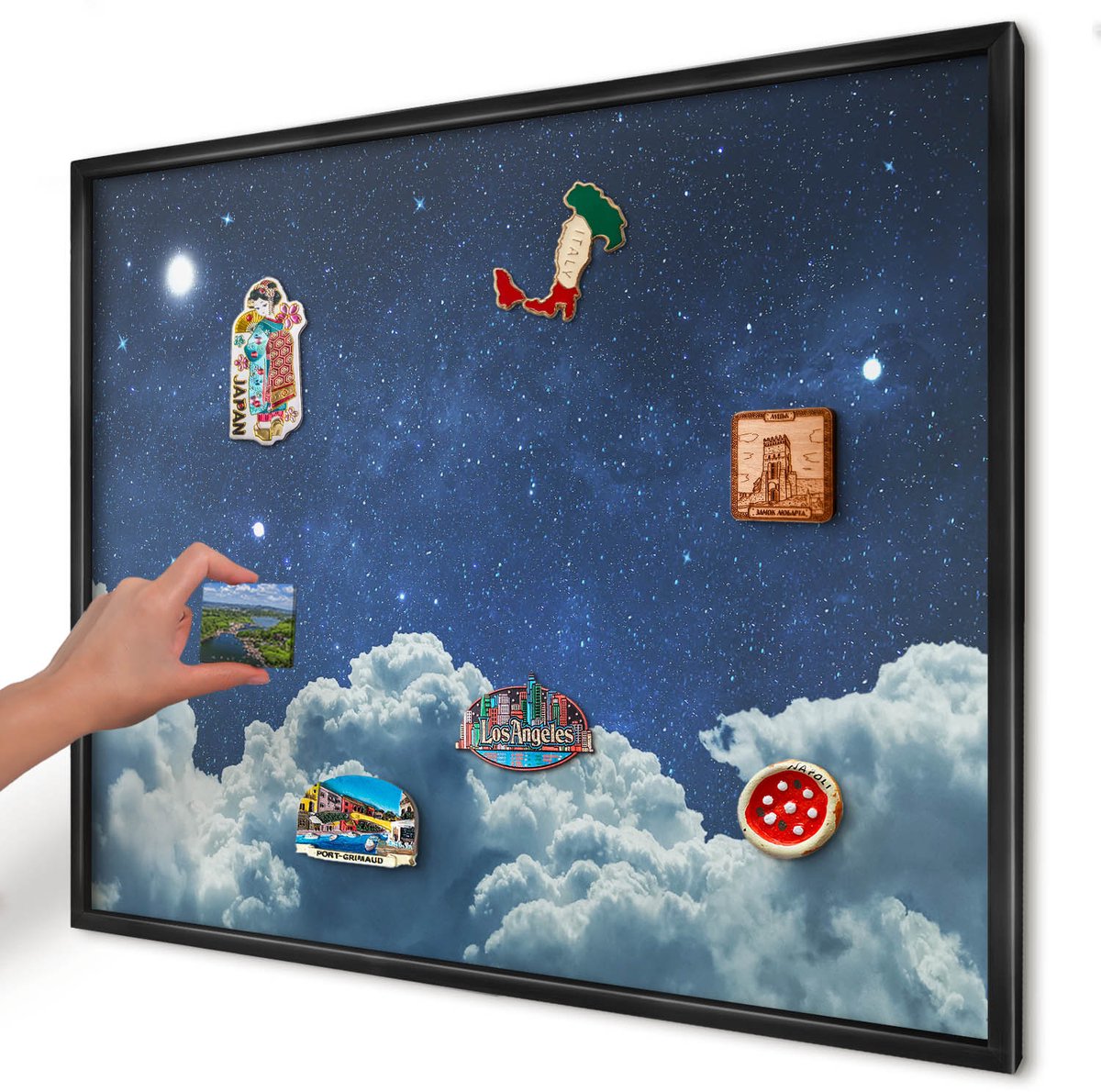 Artprintcave Marine Magneetbord mit Zwart Frame - 80x60 cm - Kosmische Nacht Magnetische Organizer - Surrealistisch Magnetisch Bord Voor Magneten - Kosmos