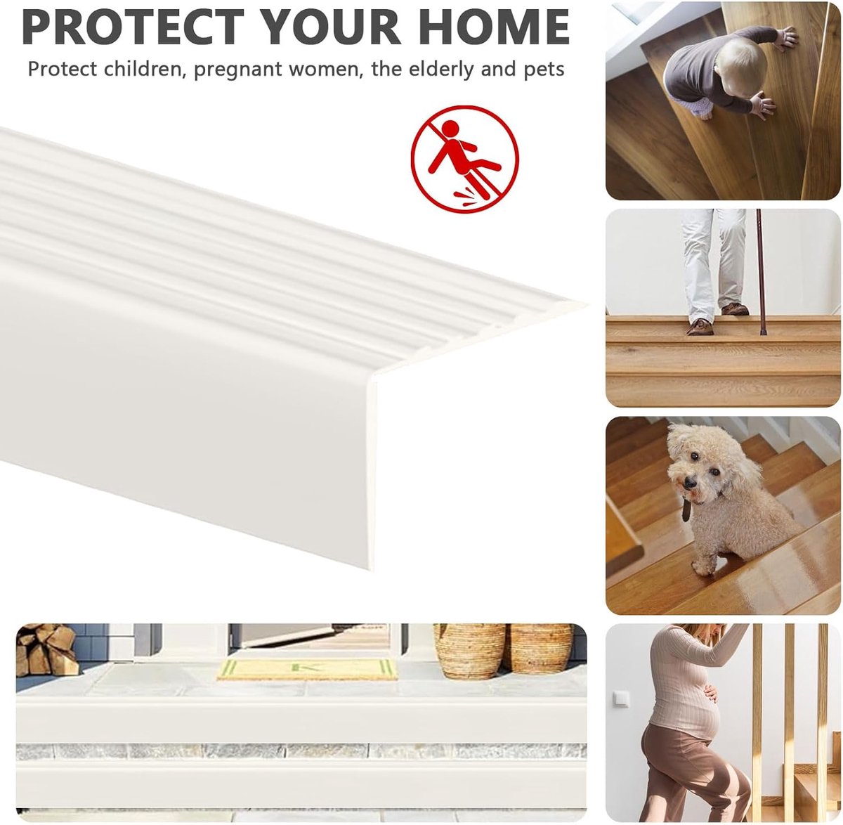 Traprandprofiel, zelfklevend, 3M pvc, traprandprofiel, antislip, waterdicht, L-vorm, traprandprofiel voor buiten en binnen