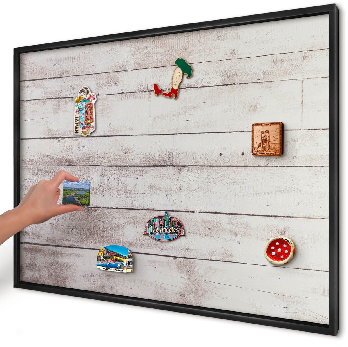 Artprintcave Beige Magneetbord mit Zwart Frame - 100x70 cm - Licht Hout Magnetisch Bord Voor Magneten - Rustiek Magneetbord Voor Keuken - Texturen