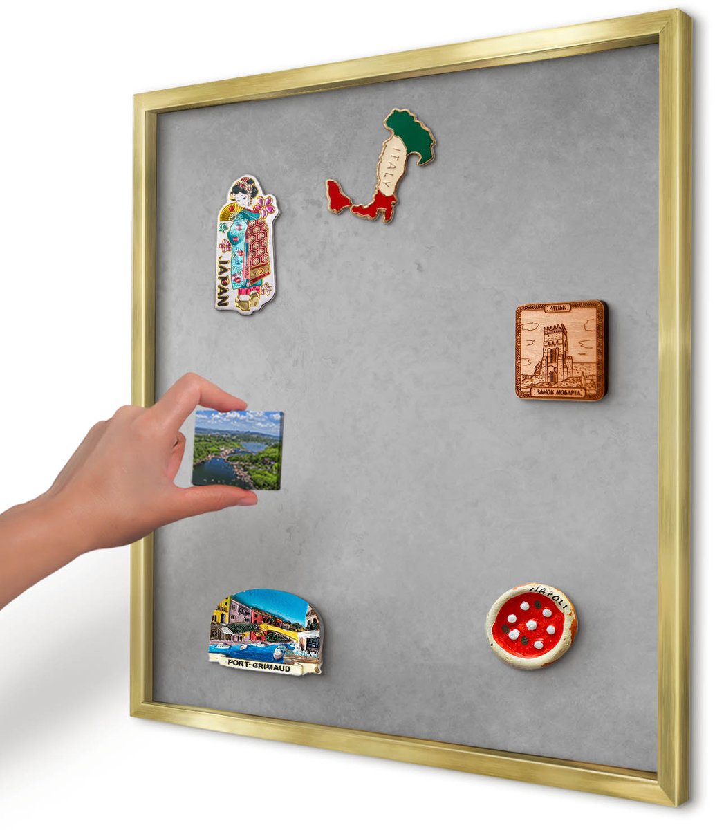 Artprintcave Grijs Magneetbord mit Gouden Frame - 50x50 cm - Zilveren Mist Magnetische Organizer - Minimalist Magnetisch Bord Voor Magneten - Texturen