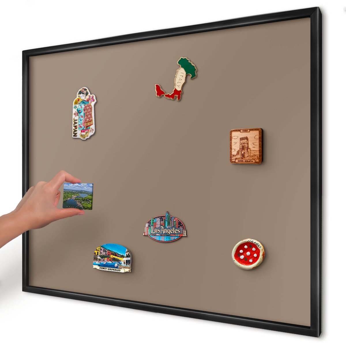 Artprintcave Bruin Magneetbord mit Zwart Frame - 80x60 cm - Neutraal Bruin Notitiebord - Minimalist Magneet Bord mit Frame - Achtergronden En Patronen