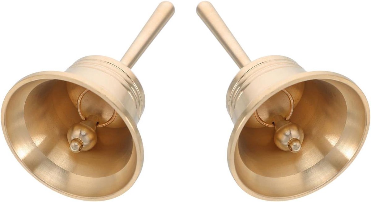 Messing Handbellen - Dinerbel Feestbel - Aandacht Trekken - Luid Helder Geluid - 8.80X5.30X5.30CM - Goud