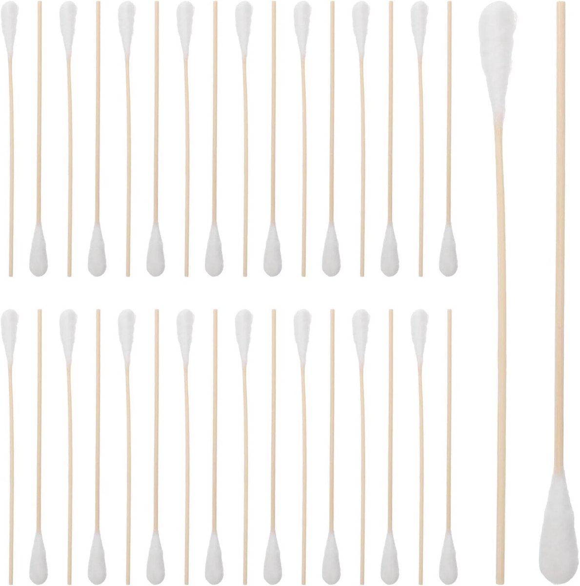 Houten Wattenstaafjes - Katoenen Applicators - Make-up Corrigeren - Extra Grote Katoenkop - 20 cm - Wit