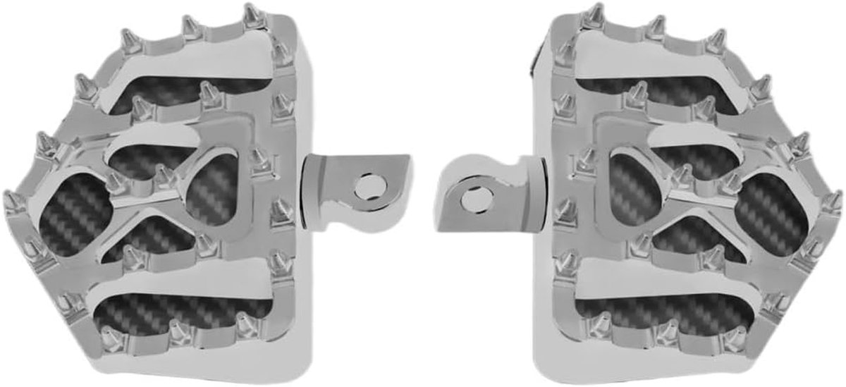 Motorfiets Voetsteunen - Motor Steunen - Rijcomfort Verbeteren - CNC Aluminium Constructie - 20 g - Zwart/Chroom