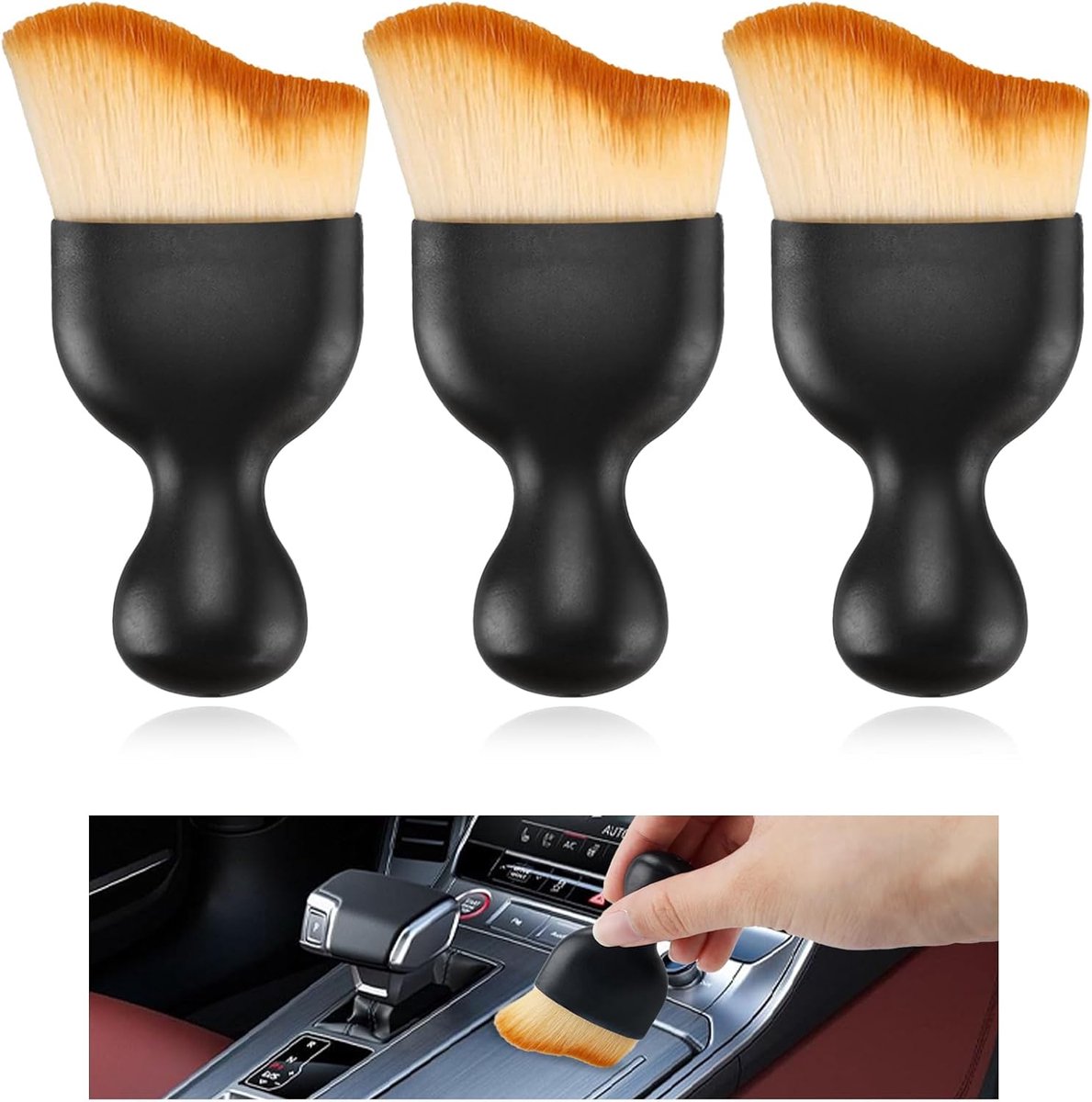Auto-interieur reinigingsborstel set 3 stuks - zachte haren - krasvrij stofvegen - ideaal voor detaillering - ShopVlot