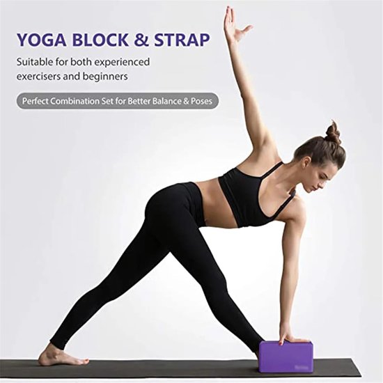 Yogablokken Schuim - Fitness Baksteen - Oefening Ondersteuning - Lichtgewicht Draagbaar - 23x15x7.5 cm - Paars — afbeelding 2