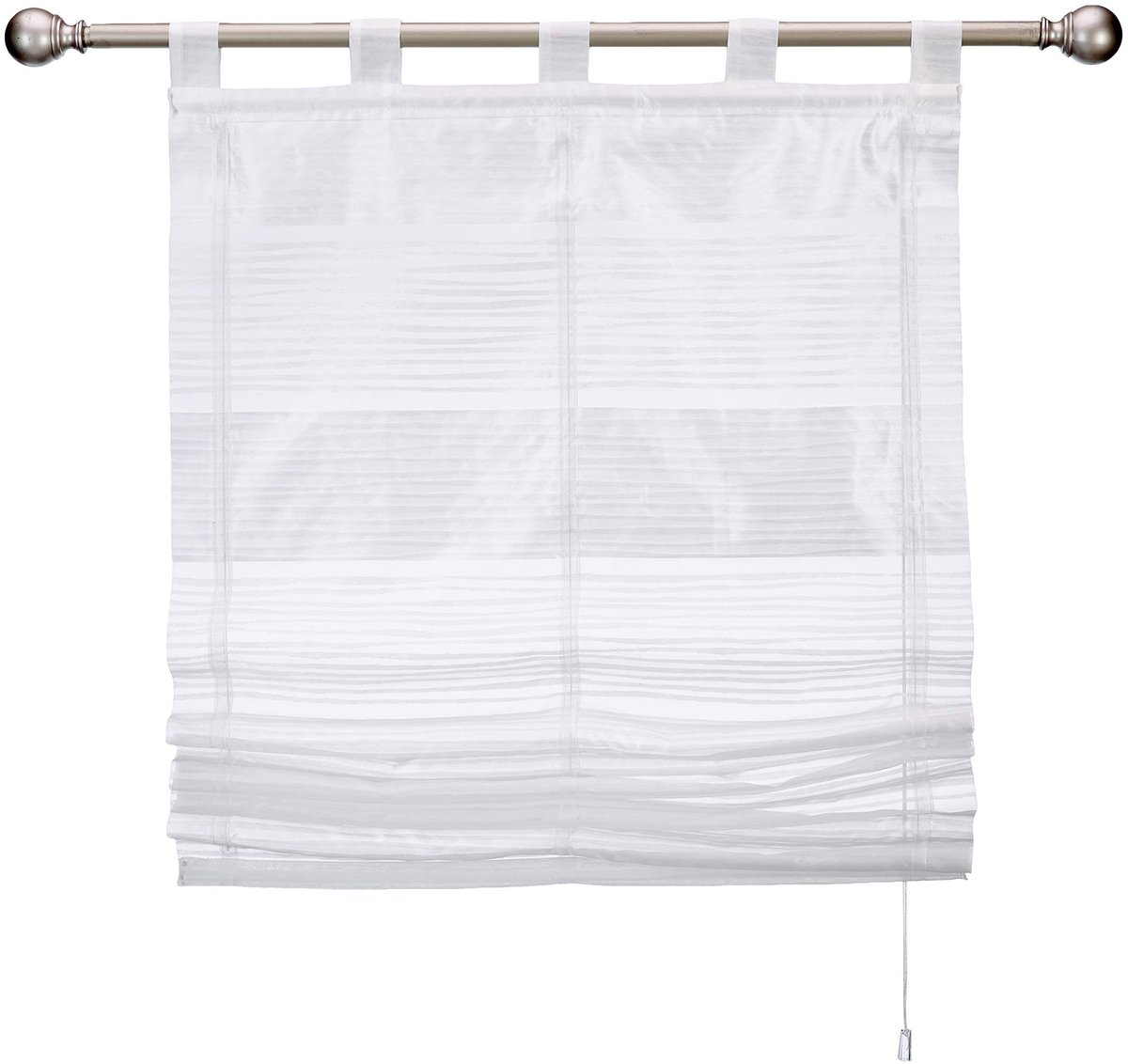 Omgoods - Rolgordijn - Halftransparant met Dwarsstrepen, Wit, 130 x 80 cm