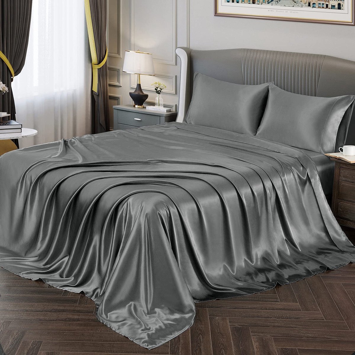 Omgoods - Vonty Satin Laken Set King Size - Luxe Satin