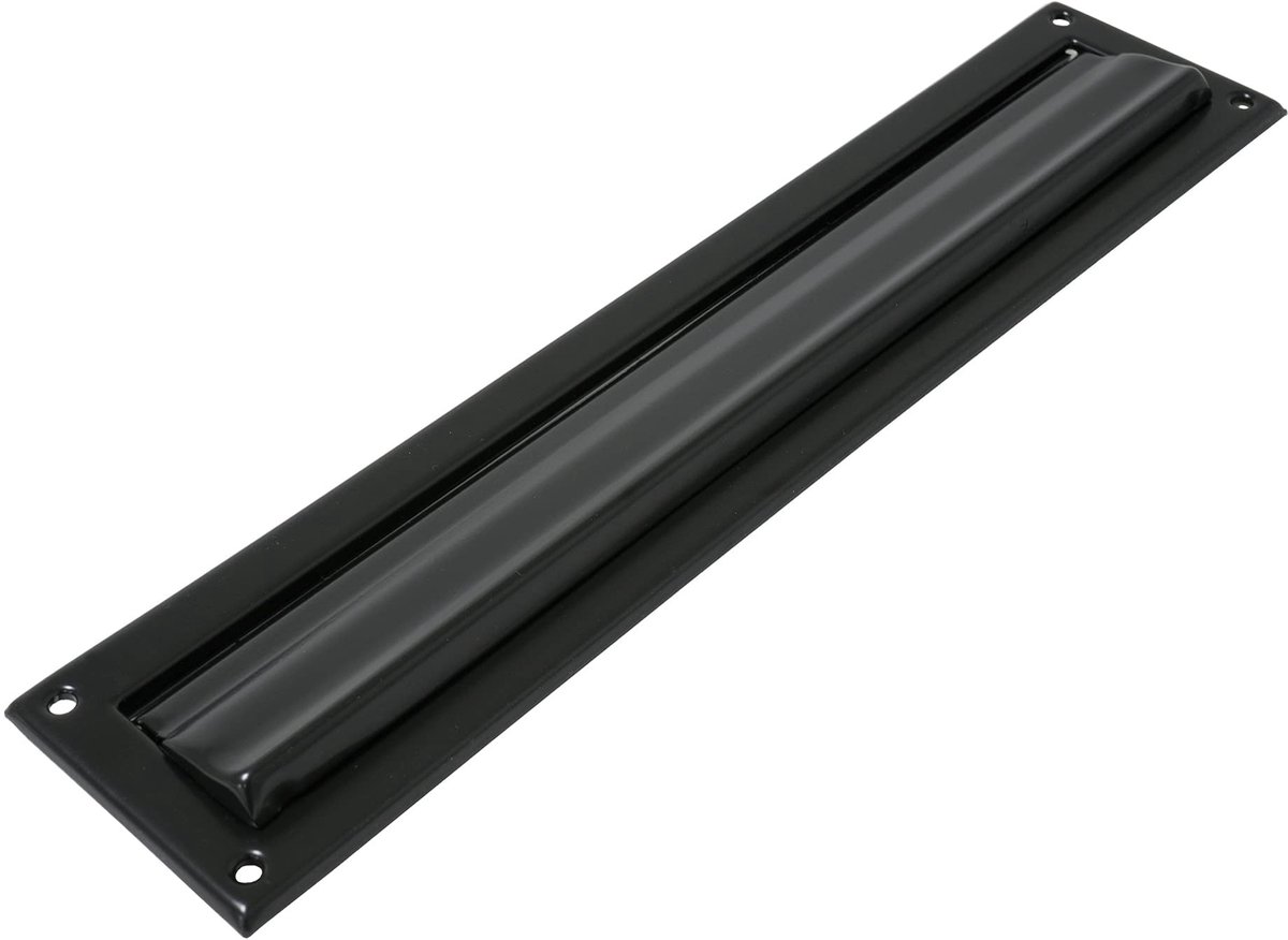 Omgoods - Zwarte Brievenbus Model 2 - Wand- of Deurmontage - Met Stalen Deksel - 342 x 73 mm