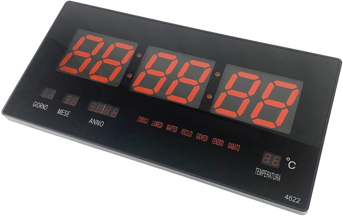 Omgoods - Digitale LED Wandklok met Datumweergave en Thermometer