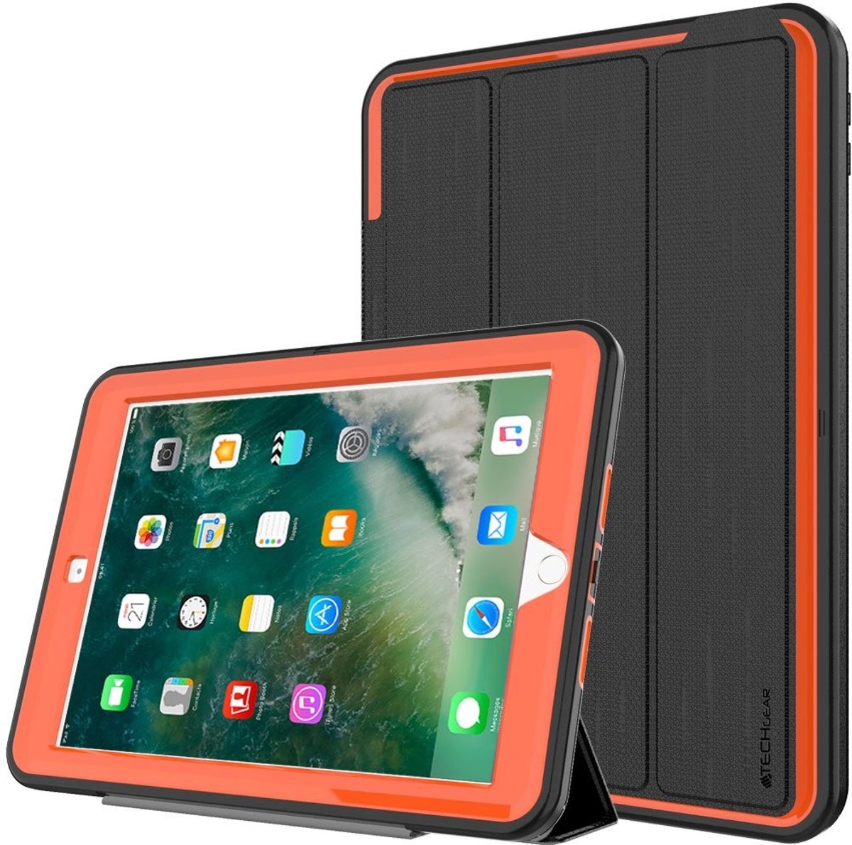 Omgoods - D-Fence Case voor iPad 9.7 Inch 2018/2017 - Slimme Shockproof Hoes met Stand en Auto Sleep/Wake Functie
