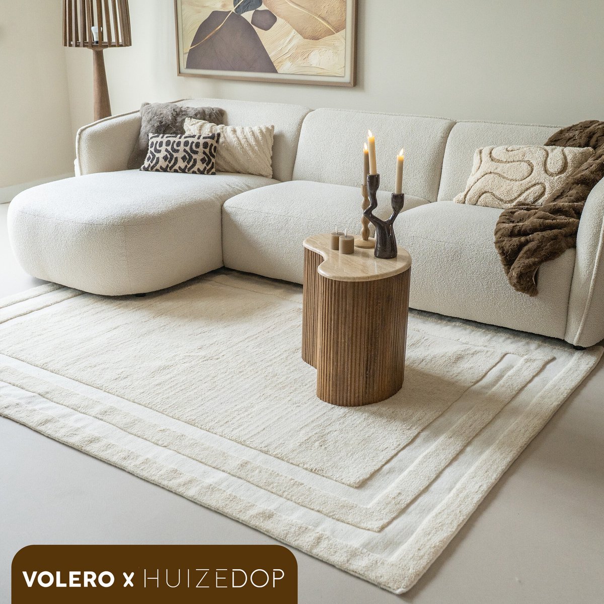 Studio Clarice Wollen vloerkleed - Judith Border Creme - 80x150cm