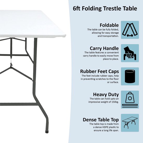 Vouwtafel \ Extra Sterkte Camping Buffet Bruiloft Markt Tuin Party 72.05 x 29.53 x 28.35 cm van Vö — afbeelding 3