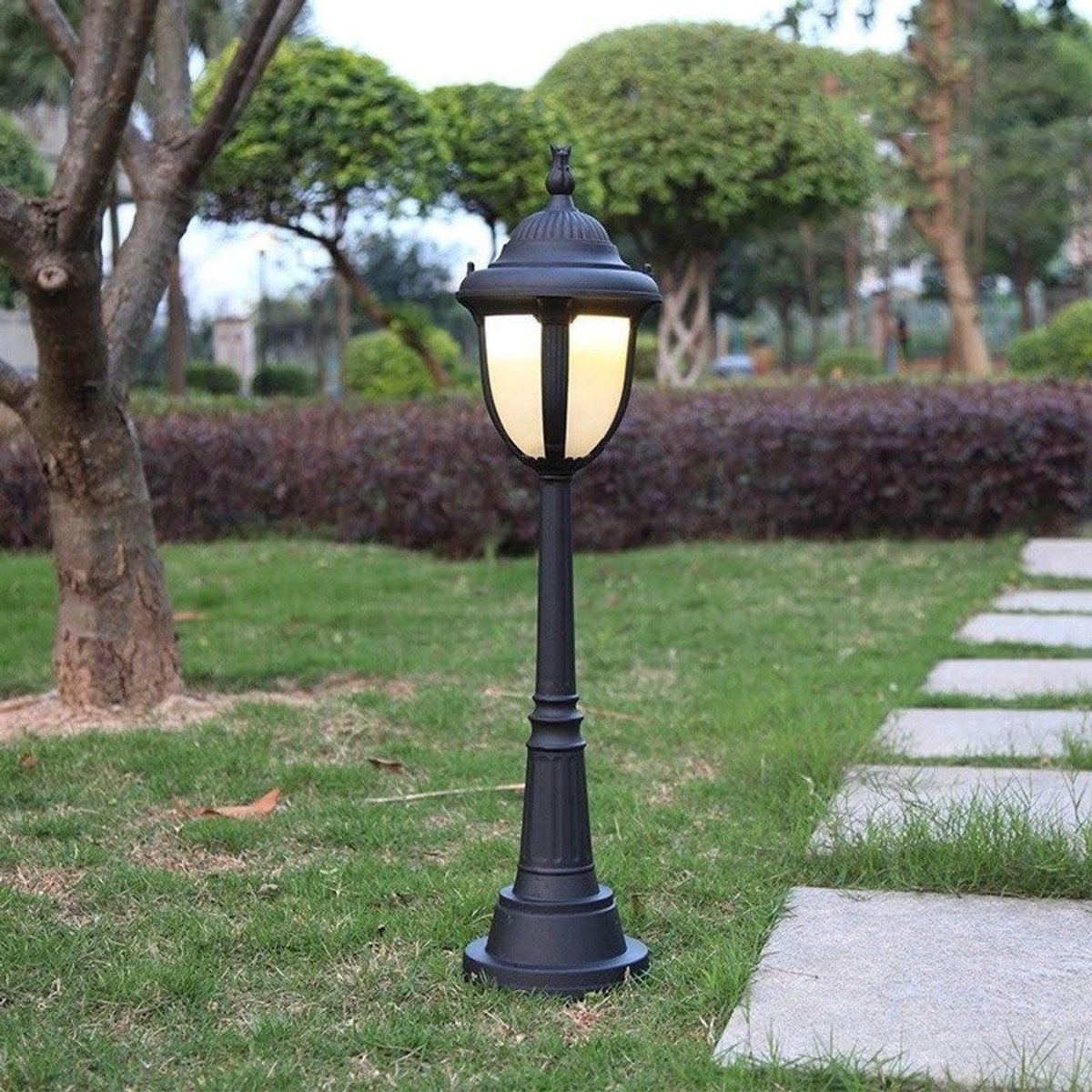 Buitenlamp Paal - Straatlantaarn Kolomlamp - Tuinverlichting - Gegoten Aluminium - E27 - Zwart