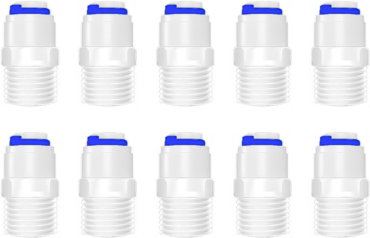10 stuks snelkoppelingen voor waterzuiveringsleidingen, insteekkoppelingen voor waterslangen, 3/8 inch BSP mannelijk (16 mm) - 1/4 inch (6,5 mm)