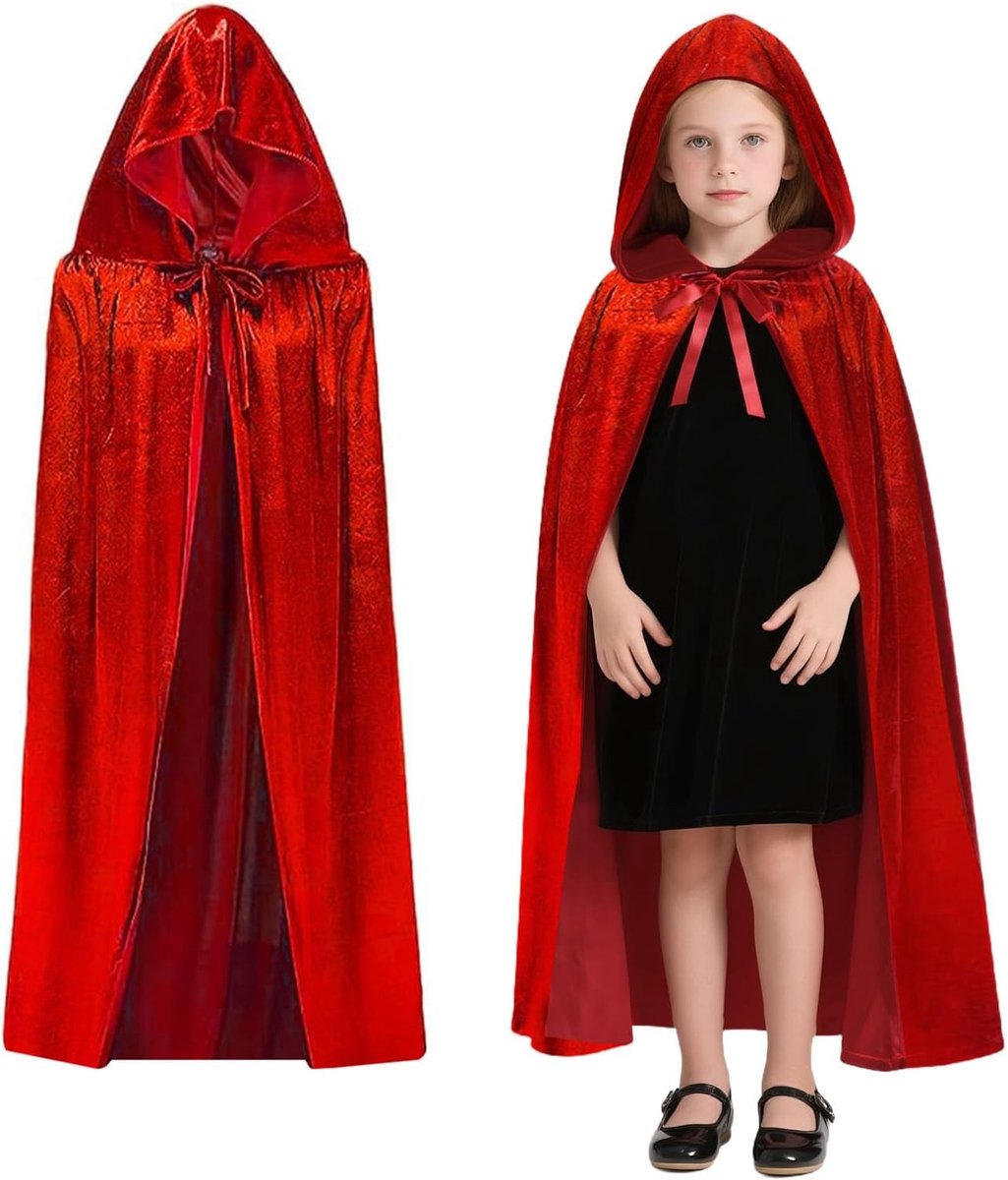 Mantel Zwart Rood Dubbelzijdig Cape Vampire Kostuum Vrouwen Mannen
