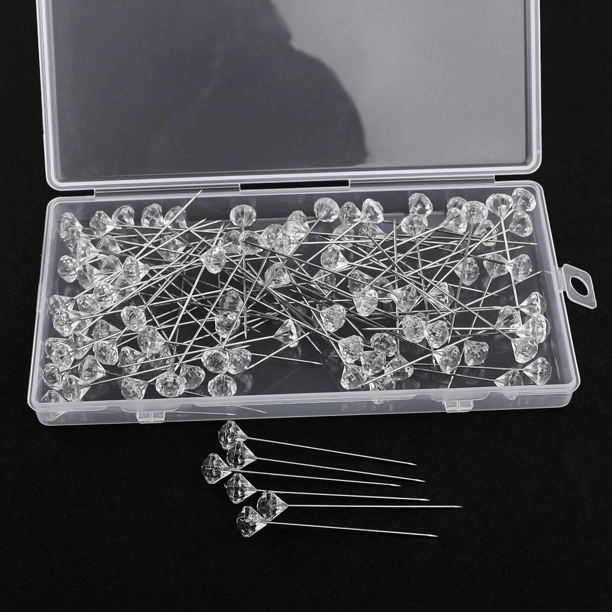 100 stuks Corsage Boutonniere pinnen, 5 cm kristalkop, heldere rechte