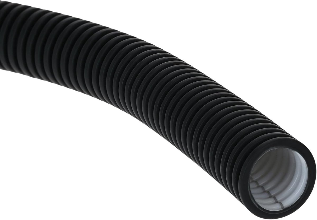 100m Elektrische Installatiebuis NW 25 - Flexibele Ribbelbuis Zwart | Druksterkte 320 N, slagvast en vlamvertragend. Geschikt voor beton, grond, binnen en buiten. Robuuste kabelbescherming.