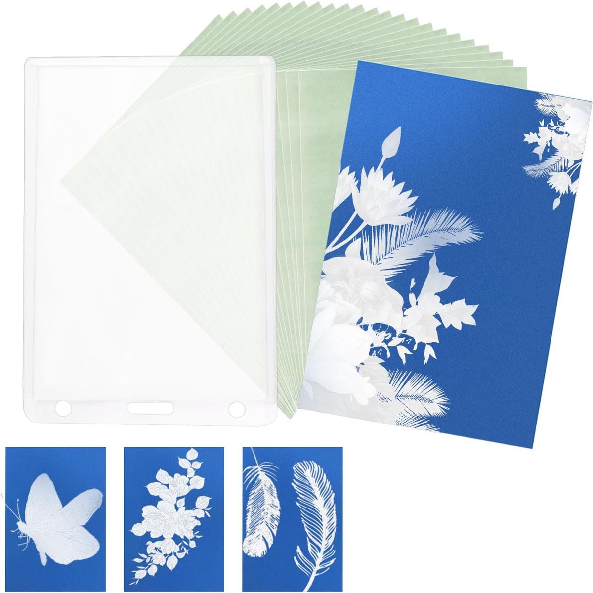 24 Stuks Sun Print Papier, A7 Cyanotype Papier en Map Hooggevoelig