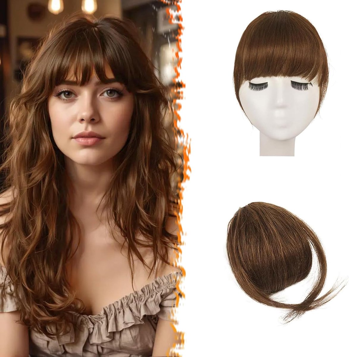 Clip in franje, 100 human hair extensions clip in Franse pony Nette