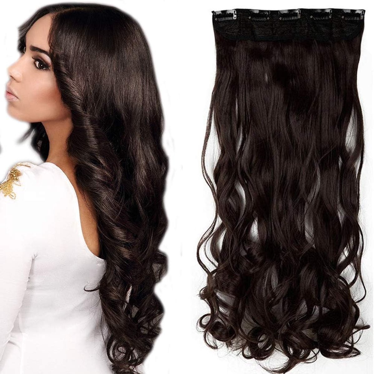 43cm haarstuk clip in extensions 1 vlecht 5 clips haarverlenging