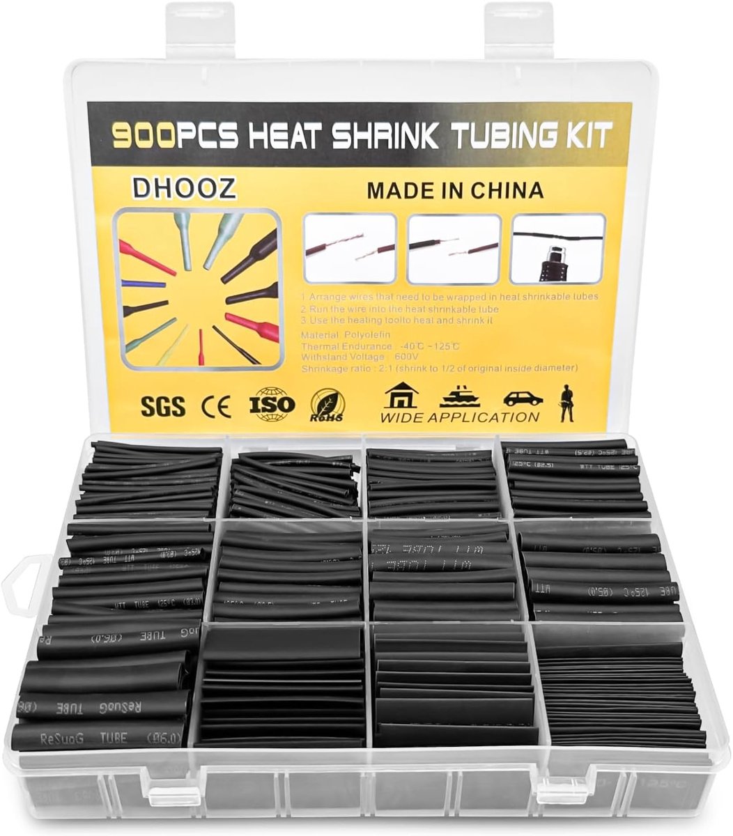 Krimpkousset 900 stuks - Waterproof - Diverse maten - Voor elektrische isolatie en kabelreparaties - ShopVlot