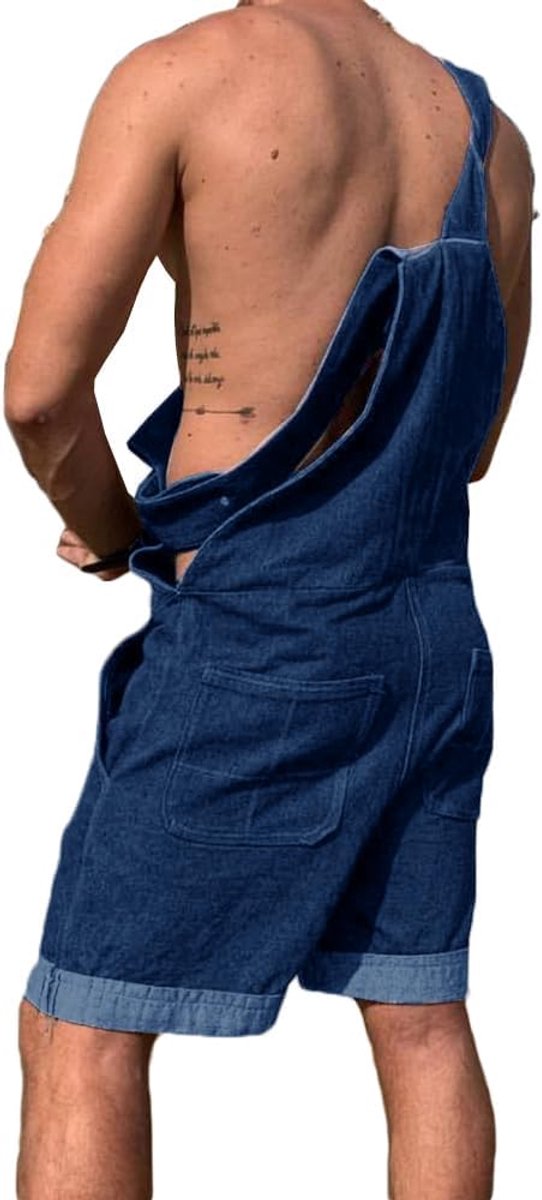 Denim overall voor heren, shorts, zomer, werkkleding, verstelbare jumpsuit, casual jeans, korte romper, losse pasvorm — afbeelding 2