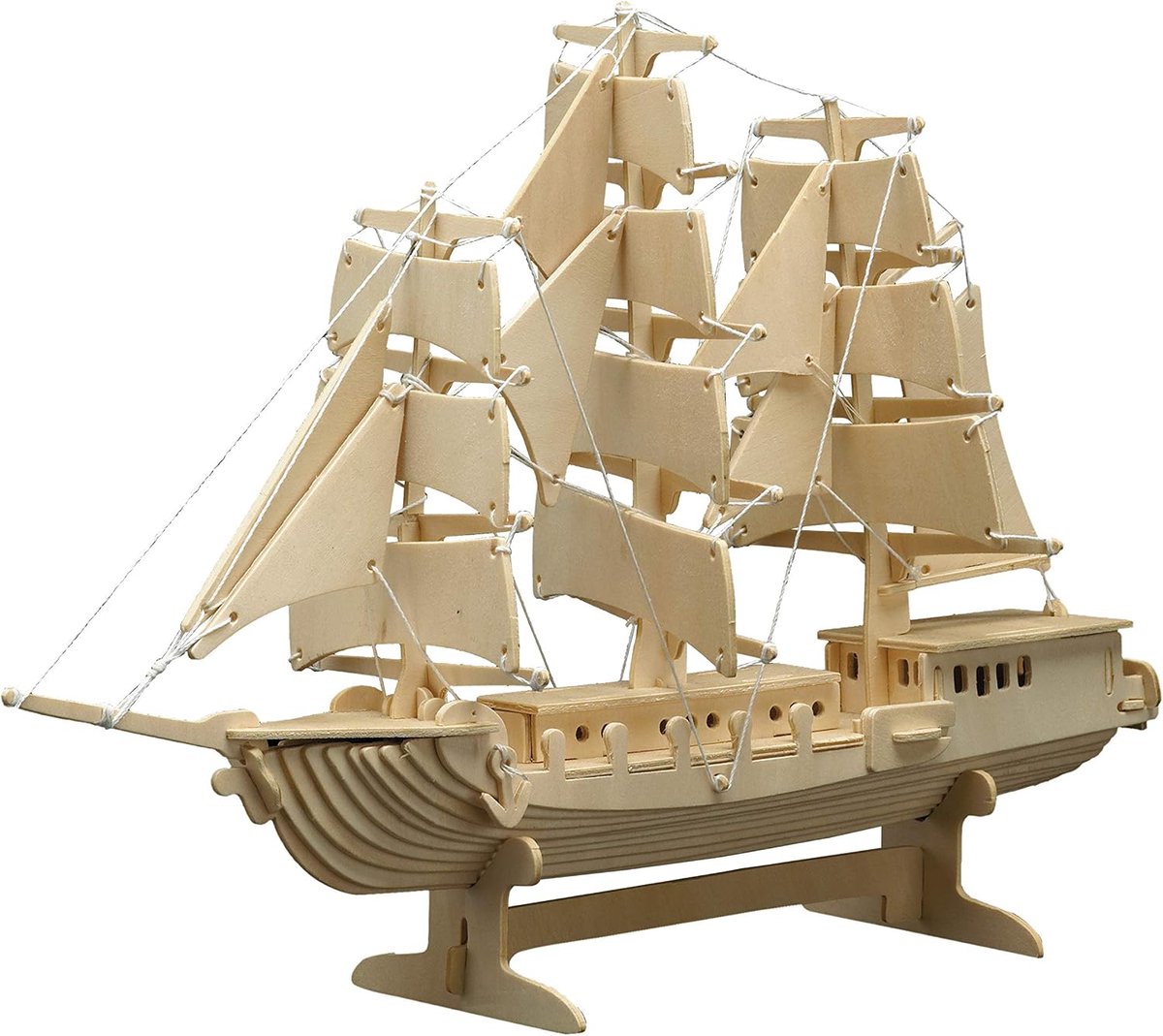 869 houten bouwpakket zeilschip, 3D-puzzel, modelbouwset, knutselen met hout, houten puzzel, knutselset, voorgesneden houten plaat, breken, in elkaar steken, klaar, incl. schuurpapier