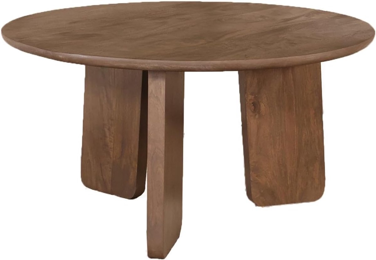 Japandi rond 80cm walnoot mangohout Kiko bijzettafel Japanse stijl