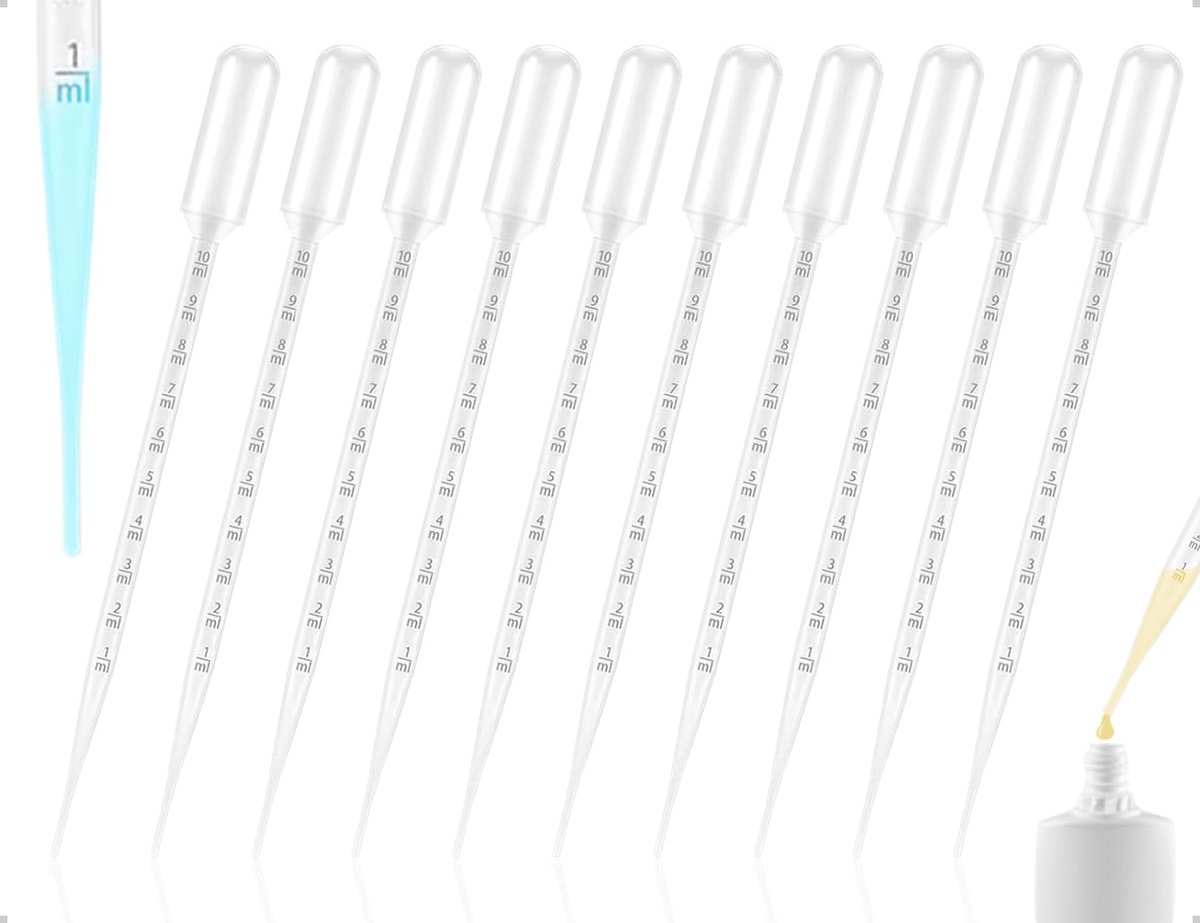 10 stuks pipeten, transferpipetten van kunststof, druppelaar met