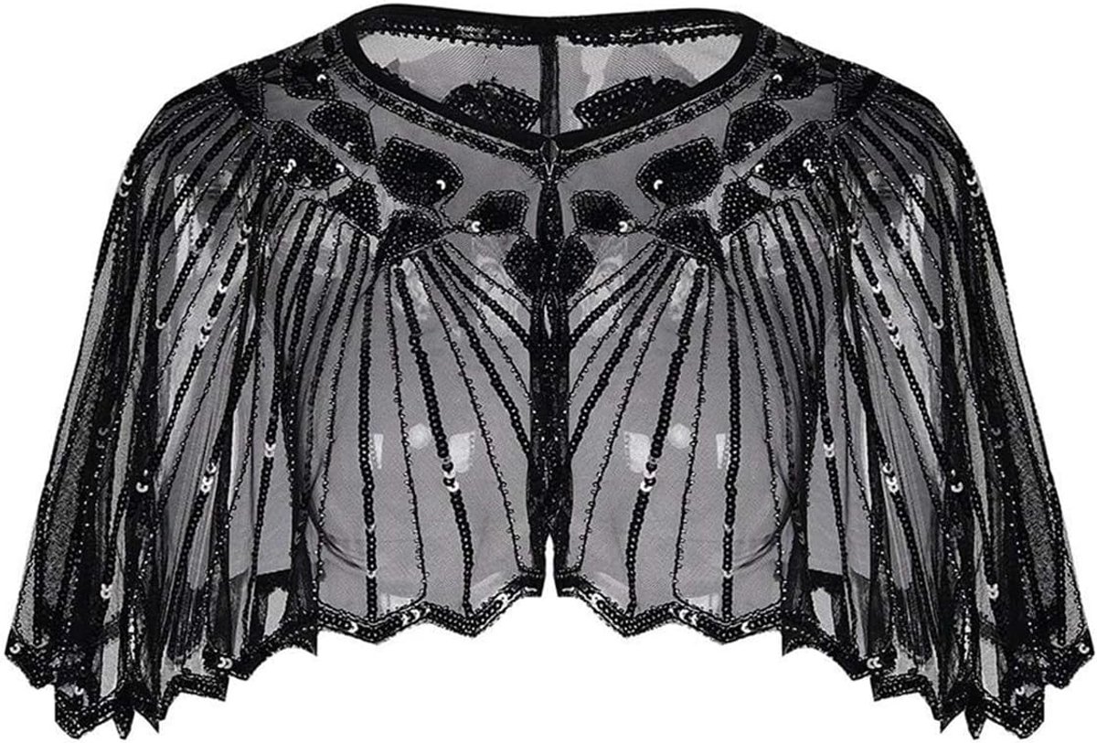 Boutique Gekralen Pailletten 1920s Retro Sjaal Deco Avondfeest Cape