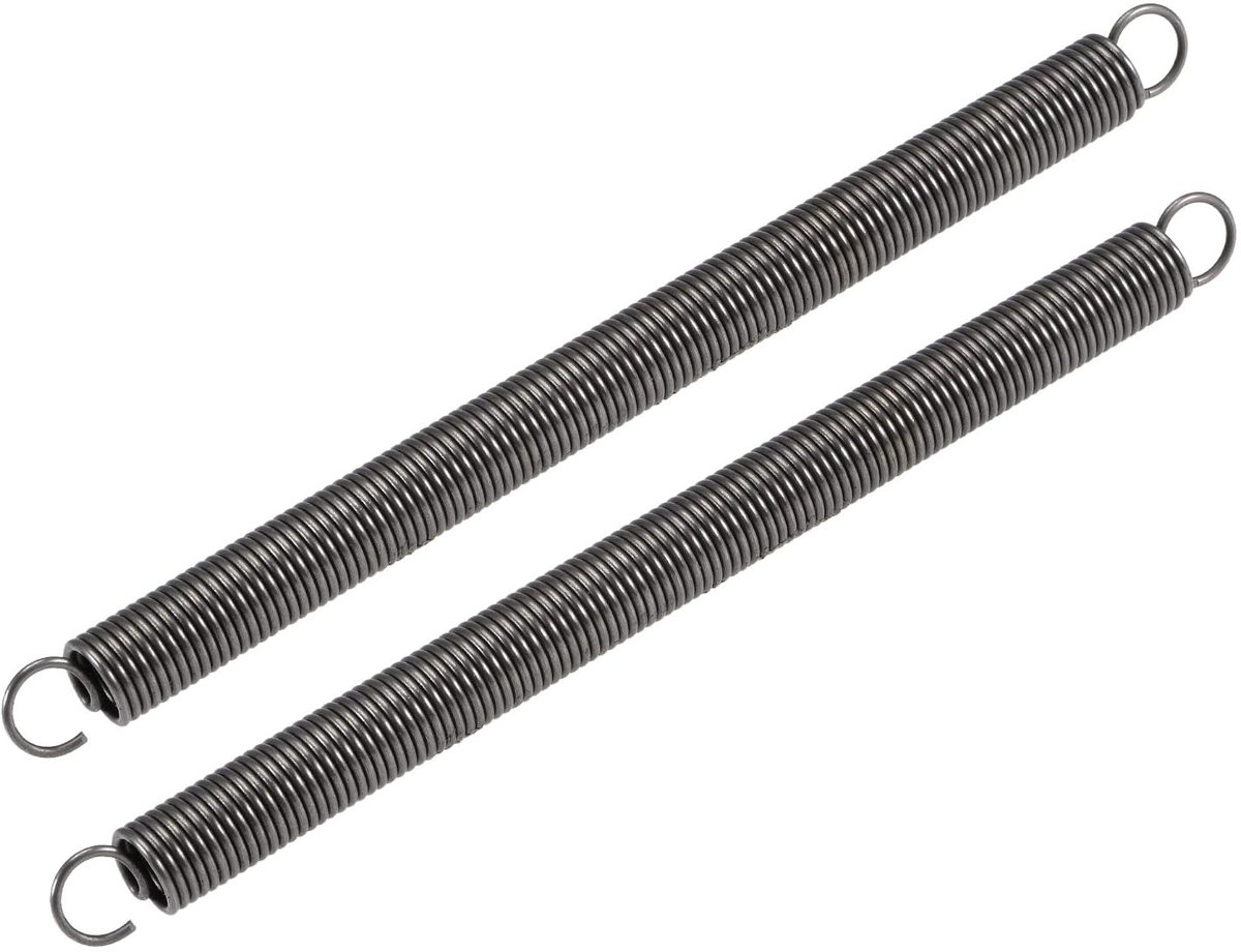 sourcing map 2 stuks spanveren, trekveren, 10 mm buitendiameter, 1,2 mm draaddikte, 255 mm verlengde lengte, 150 mm vrije lengte, veerstaal, 3 kg draagvermogen, grijs