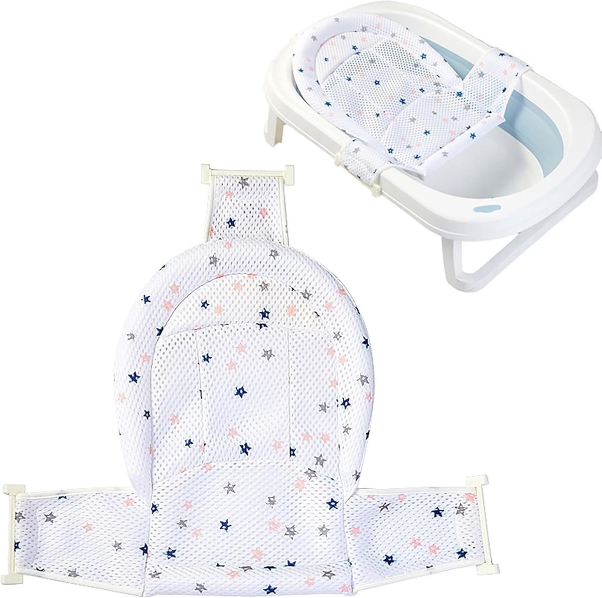 T-bad voor baby's - wit, 1 stuk, netmatnet, houder voor pasgeborenen