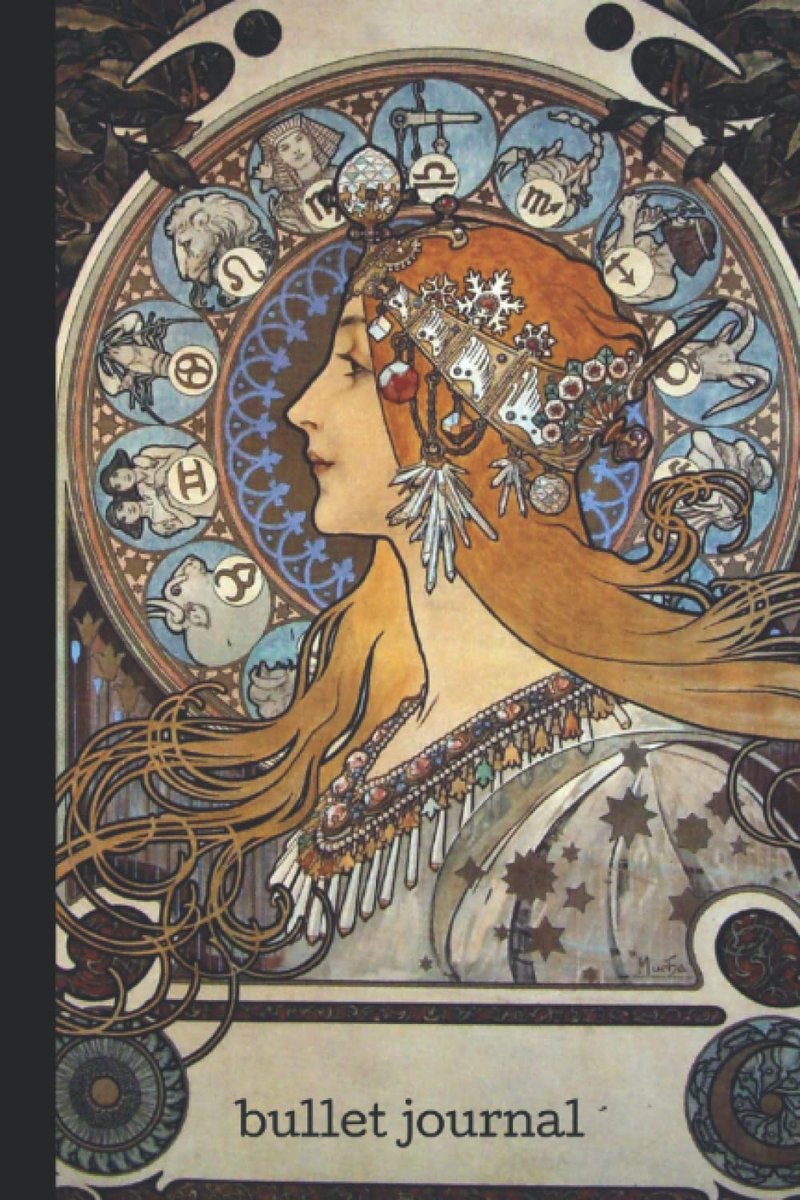 Bullet Journal jaarplanner - gedotterde grid - Mucha art nouveau kaft - perfect voor organisatie - ShopVlot