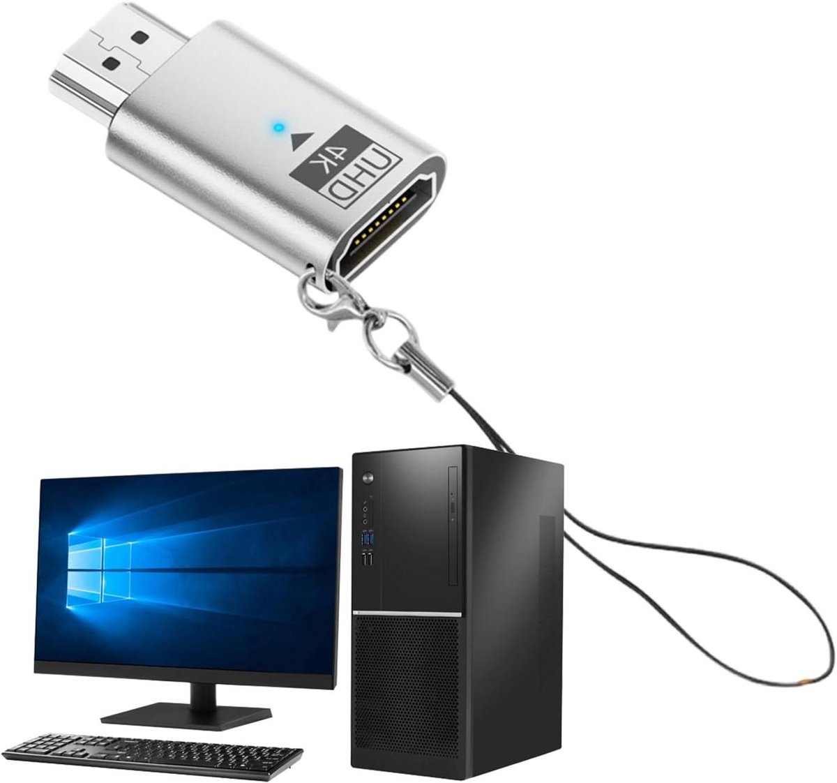 Schermdongle Adapter - Multimedia Dongle - Scherm Delen - 4K Ultra HD Resolutie - 40x23x13 mm - Grijs