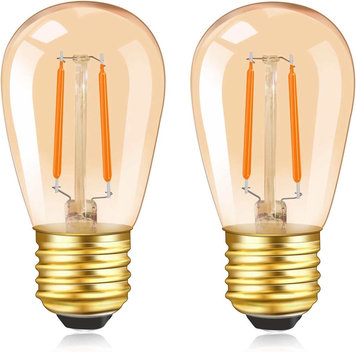 Ledlamp, vintage, Edison, S14, E27, 1 W, warm wit, 2200 K, komt overeen met 10 W, AC 220 V, 100 lm, amberglas, E27 LED-lamp voor decoratie, kroonluchters, niet dimbaar, 2 stuks